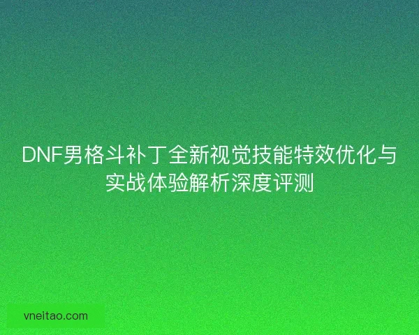 DNF男格斗补丁全新视觉技能特效优化与实战体验解析深度评测